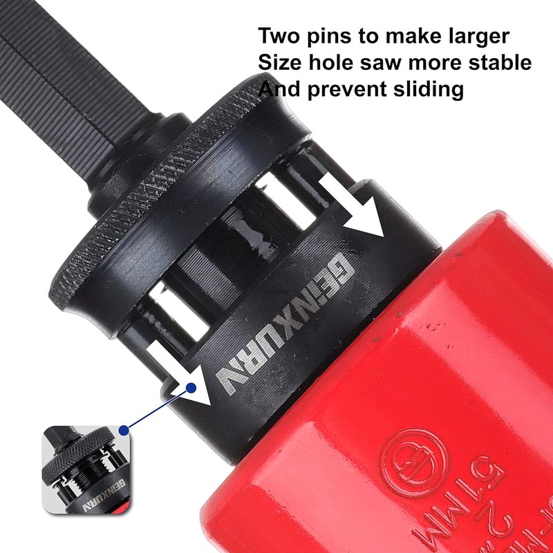 GEINXURN General Quick Change Hole Saw Mandrel, 7/16-Inch and 3/8 Inch Hole Saw Arbor with 3Pcs Central Drill/2PCS Hex wrench/2Pcs Spring - Image 5
